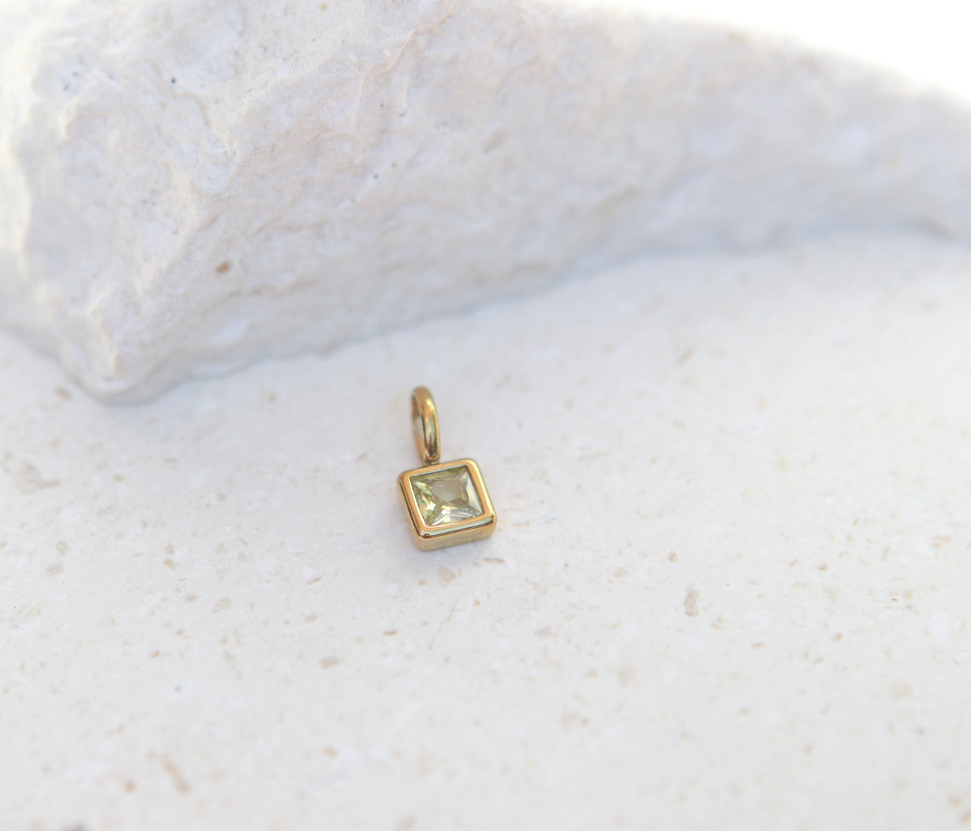 August Peridot Square Charm