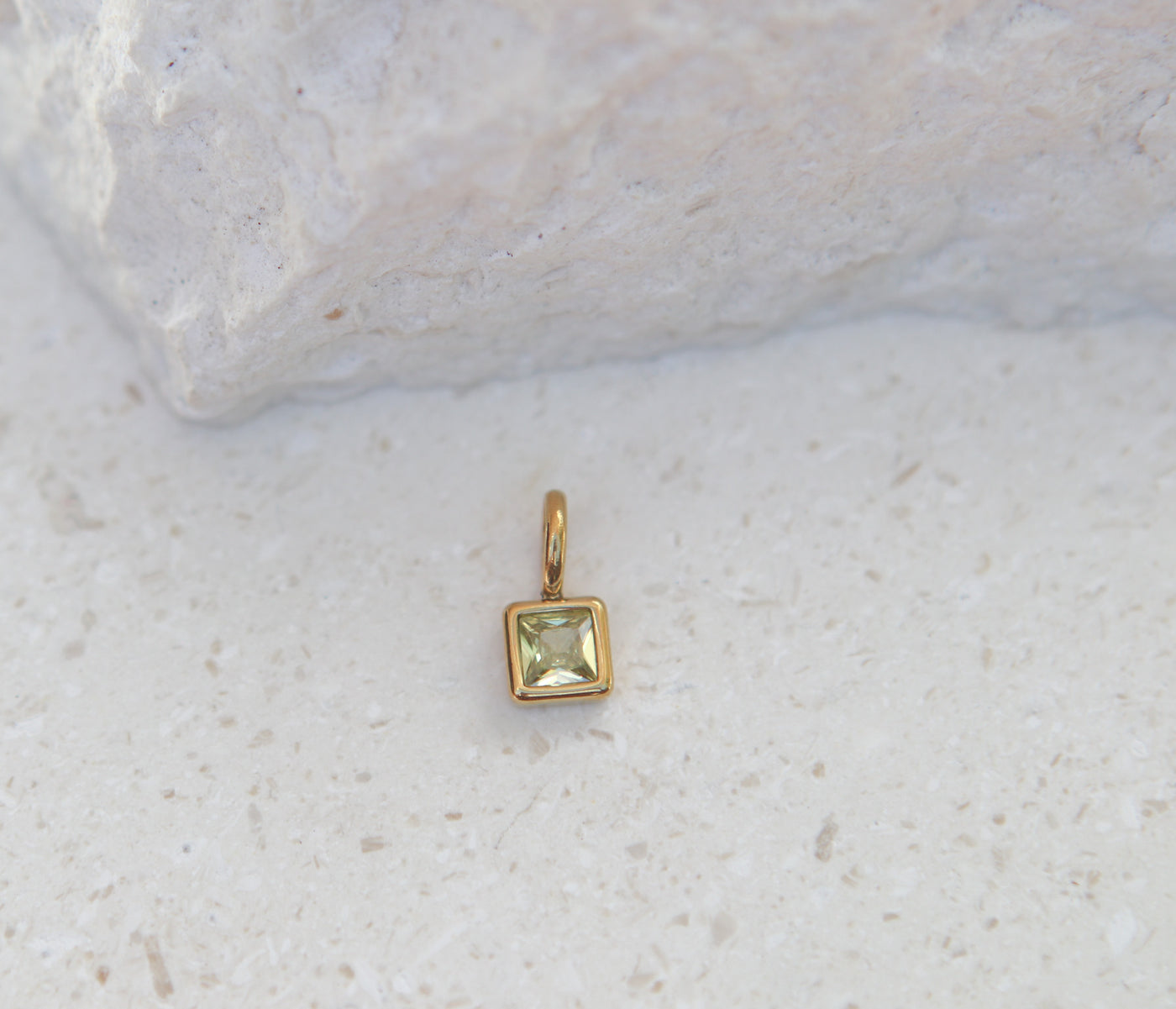 August Peridot Square Charm