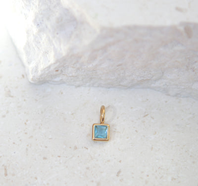 December Blue Zircon Square Charm