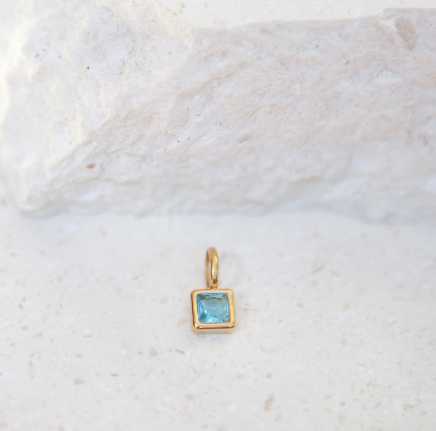 December Blue Zircon Square Charm