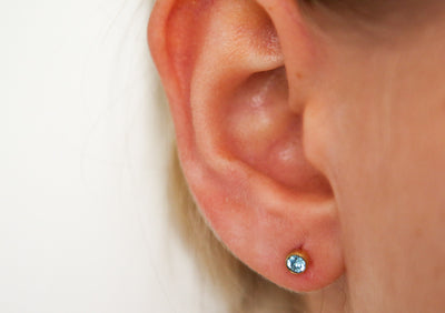 December Blue Zircon Studs