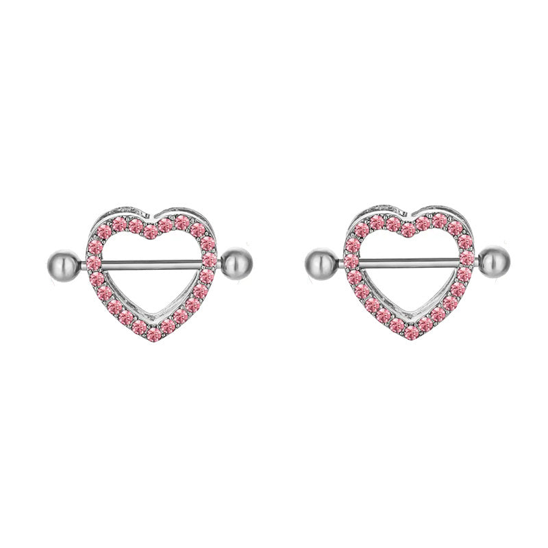 Java CZ Nipple Heart Shaped Piercing