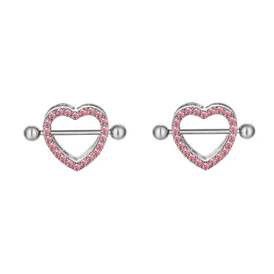 Java CZ Nipple Heart Shaped Piercing