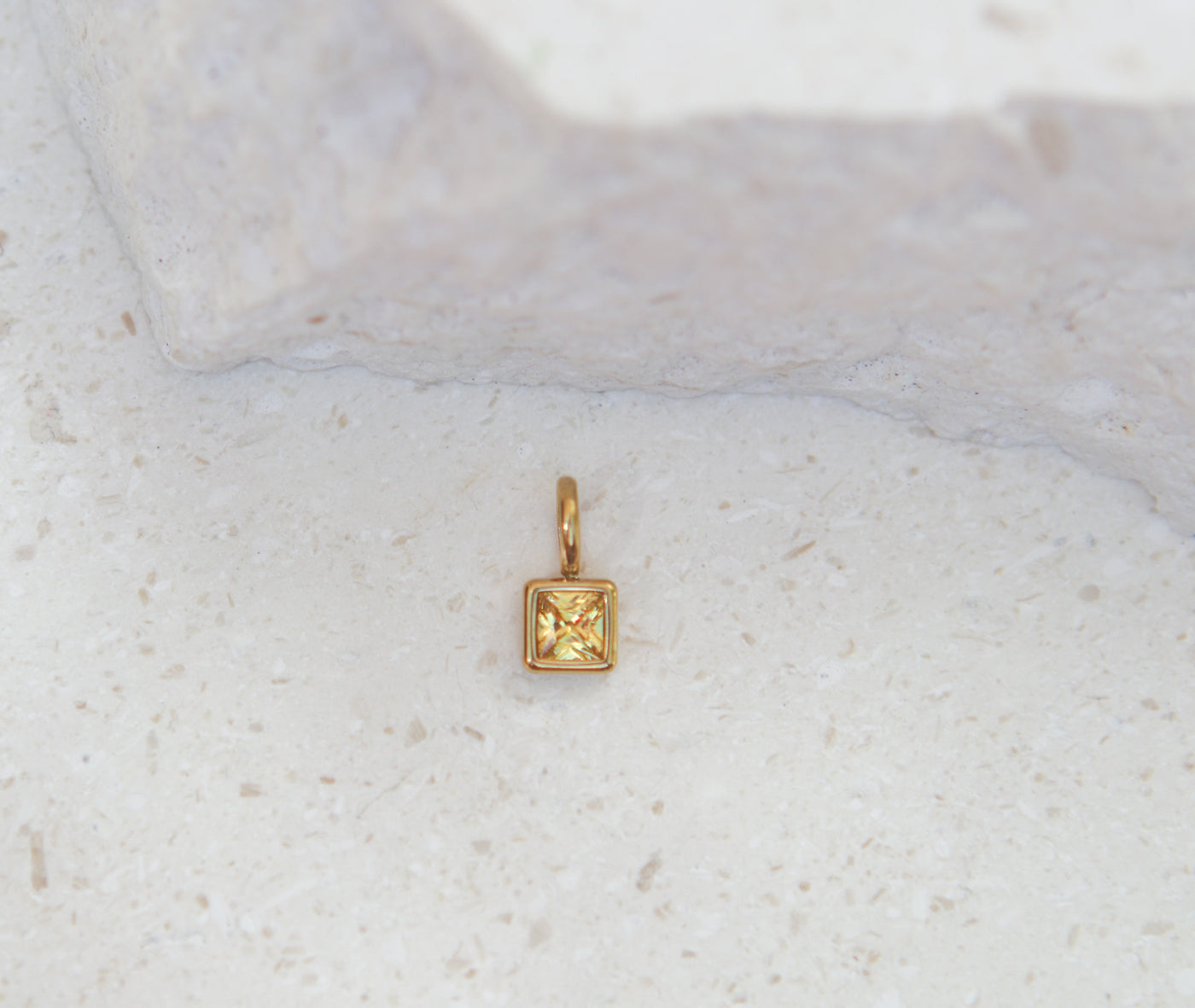 November Citrine Square Charm