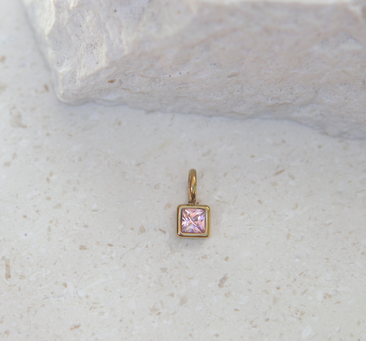 October Tourmaline Square Charm