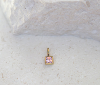 October Tourmaline Square Charm