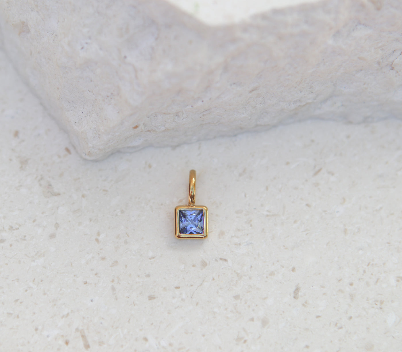 September Sapphire Square Charm