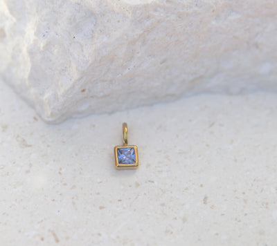 September Sapphire Square Charm