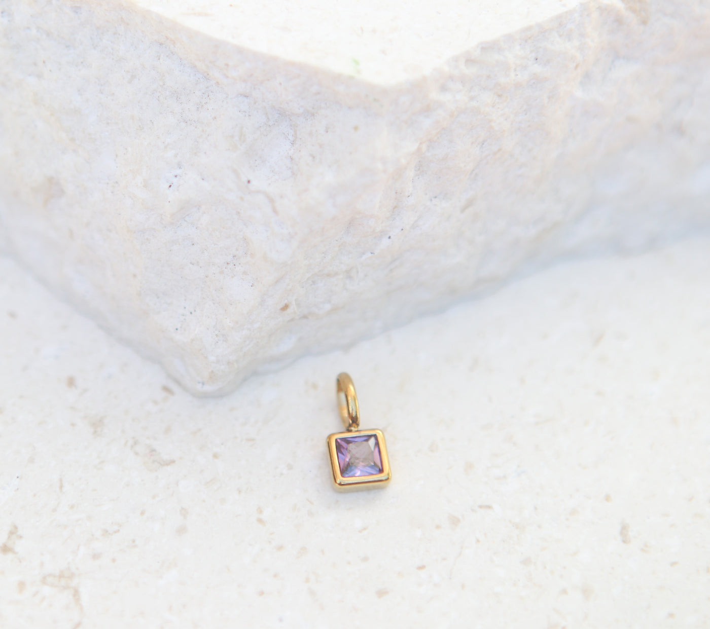 February Amethyst Square Charm