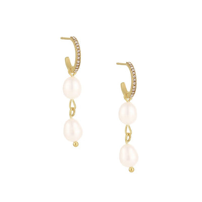 Amalfi Pearl Earrings-Hoops-Dainty By Kate