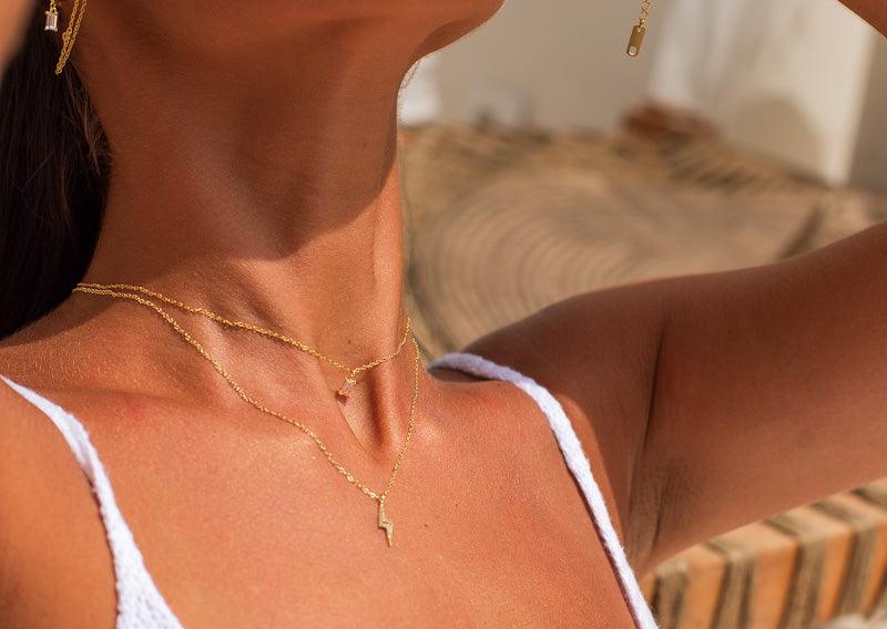 Athens Lightening Bolt Chain Necklace-Jewelry-Dainty By Kate