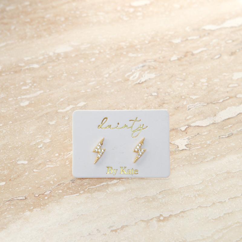 Athens Lightening Bolt Studs-Studs-Dainty By Kate