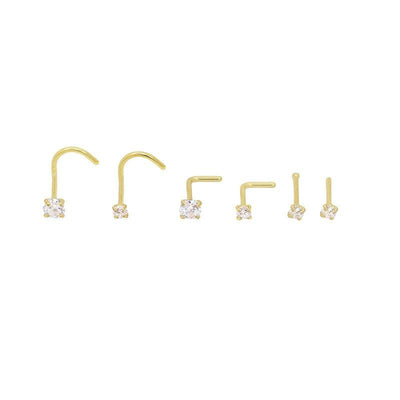 Cubic Zircon Nose Studs Pack-Hoops-Dainty By Kate
