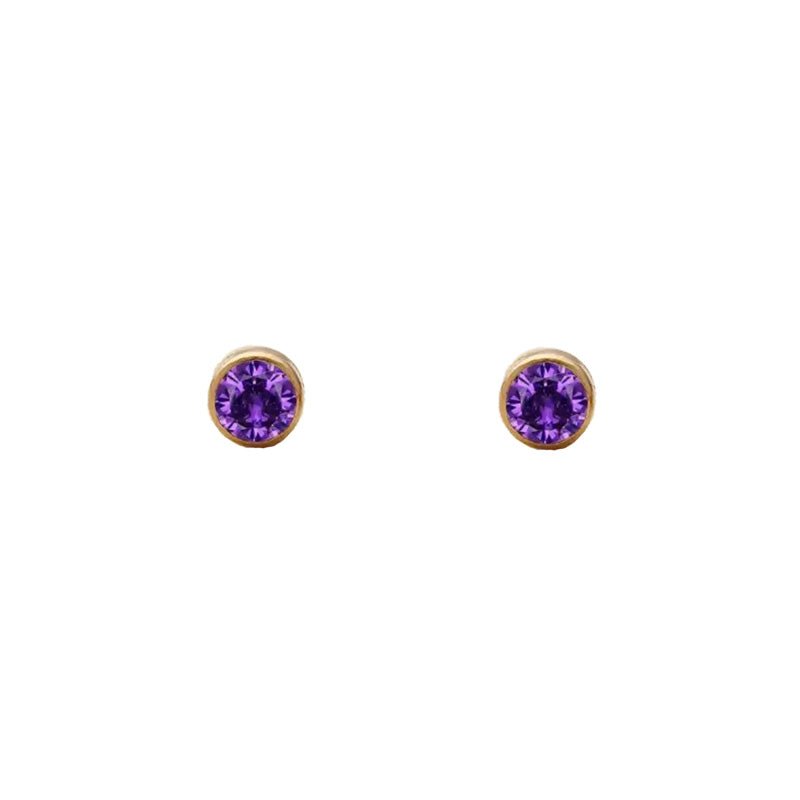 February Amethyst Studs-Studs-Dainty By Kate