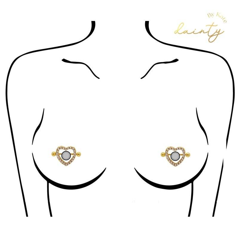 Java CZ Nipple Heart Shaped Piercing-Nipple-Dainty By Kate