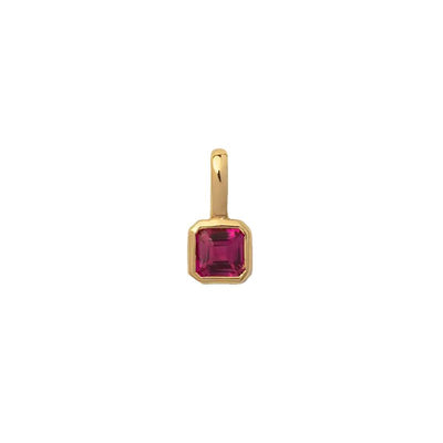July Ruby Square Charm-Studs-Dainty By Kate