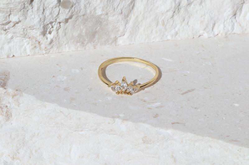 Lotus Crown Ring-Rings-Dainty By Kate