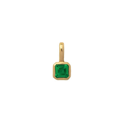 May Emerald Square Charm-Studs-Dainty By Kate
