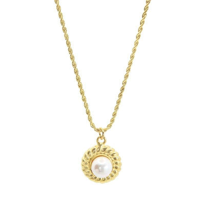 Naxos Pearl Pendent Necklace-Necklace-Dainty By Kate