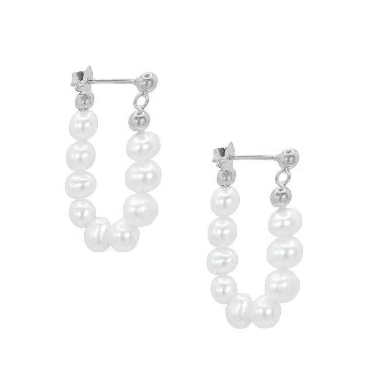 Nice Pearl Hoop Studs-Studs-Dainty By Kate