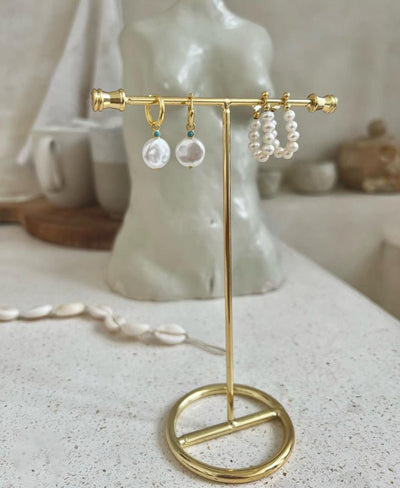 Nice Pearl Hoop Studs-Studs-Dainty By Kate