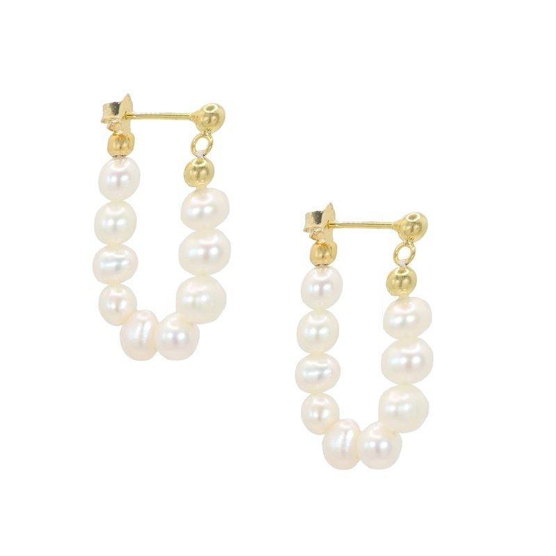 Nice Pearl Hoop Studs-Studs-Dainty By Kate