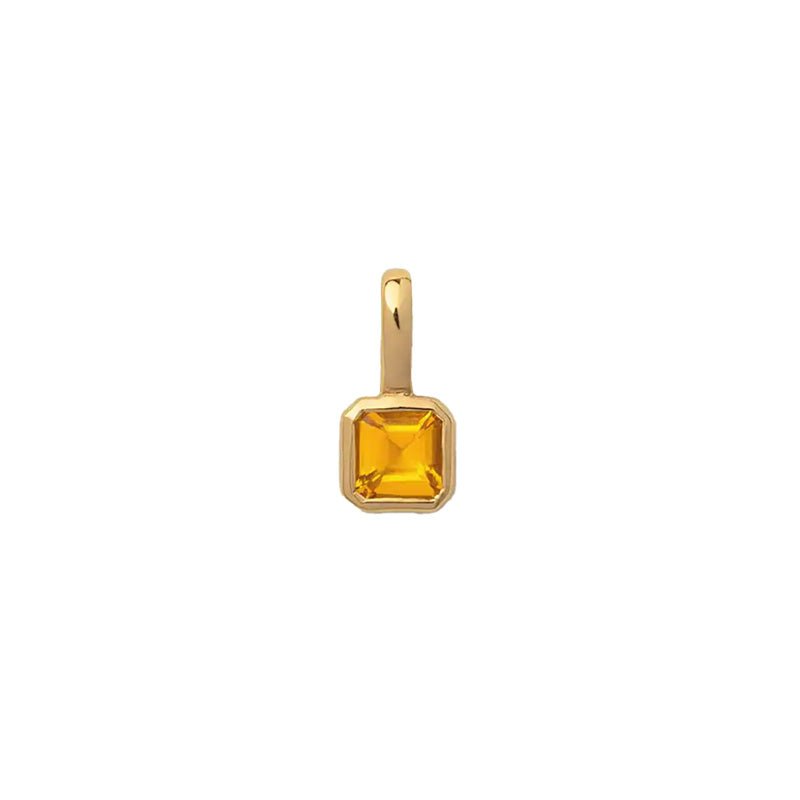 November Citrine Square Charm-Studs-Dainty By Kate