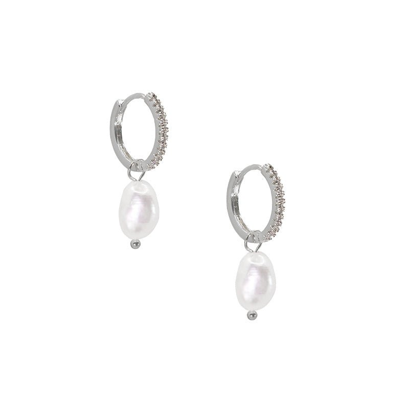 Positano Pearl Hoops-Hoops-Dainty By Kate