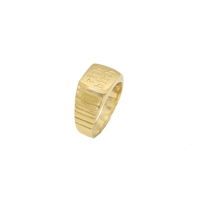 Rich Bitch Signet Ring-Rings-Dainty By Kate