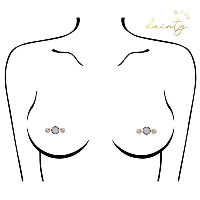 Sandira CZ Heart Nipple Piercing-Nipple-Dainty By Kate