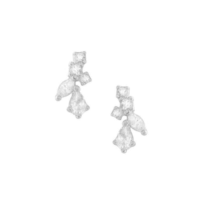 Sardinia Zircon Leaf Studs-Studs-Dainty By Kate