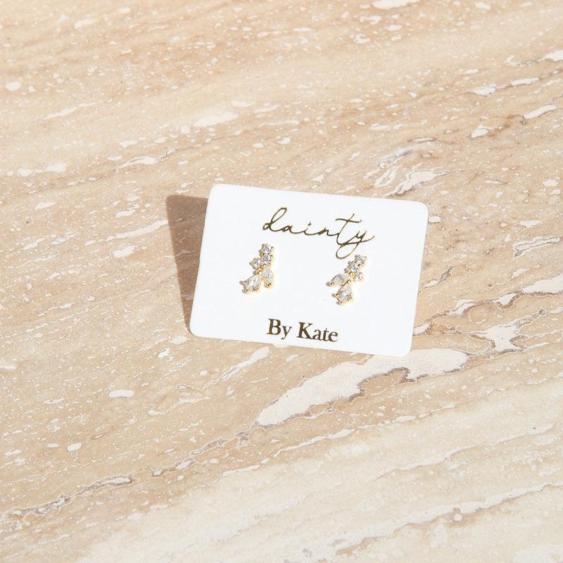 Sardinia Zircon Leaf Studs-Studs-Dainty By Kate