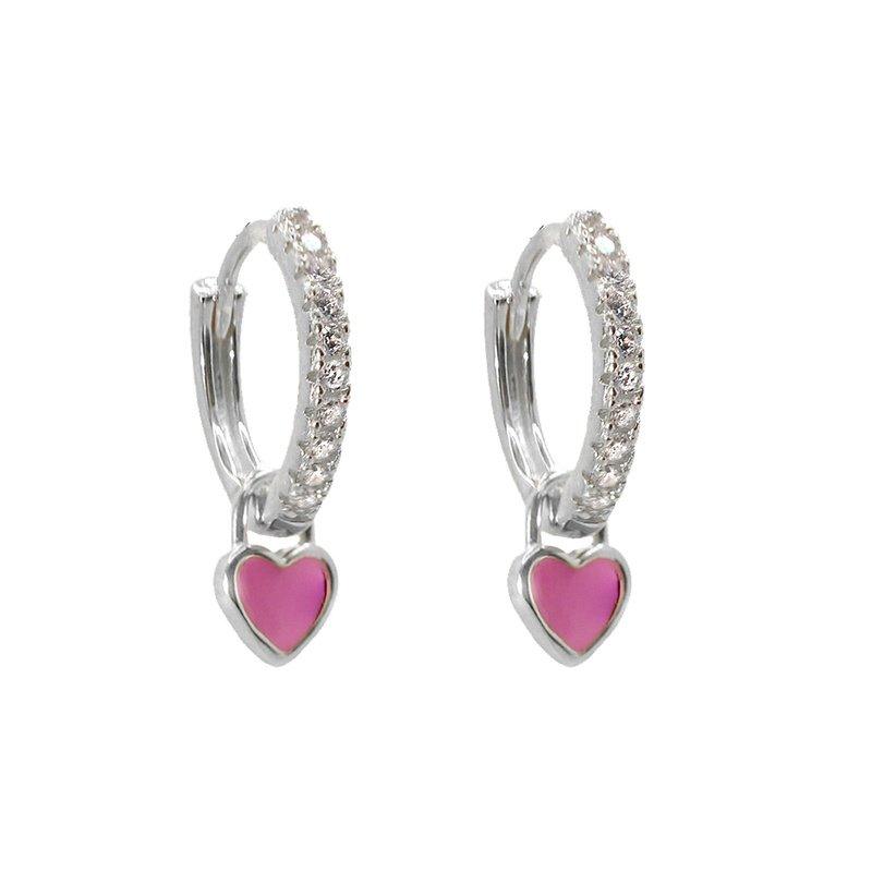 Sicily Pink Heart Hoops-Hoops-Dainty By Kate