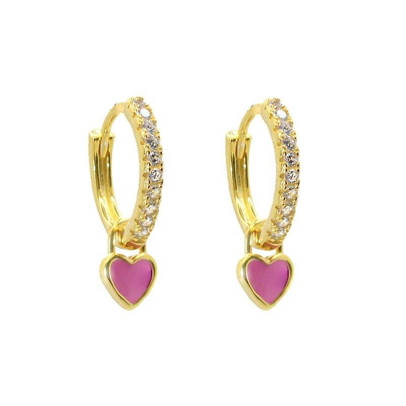 Sicily Pink Heart Hoops-Hoops-Dainty By Kate