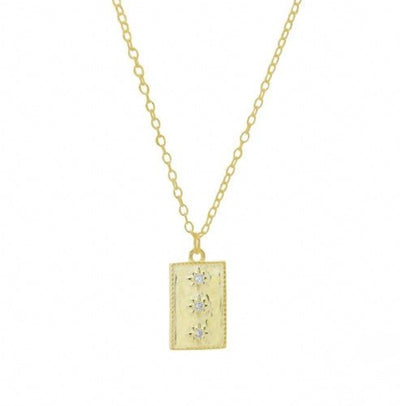 Tilos Rectangle Star Pendent Necklace-Necklace-Dainty By Kate