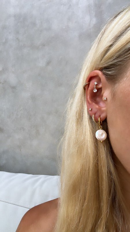 Tropea Pearl Hoops-Hoops-Dainty By Kate